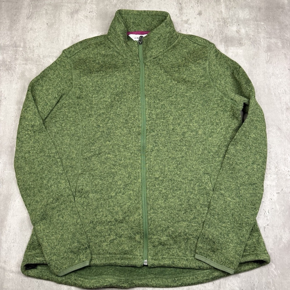 Orvis Women's Marled Sweater Fleece Full Zip Jacket Light Green Size Large